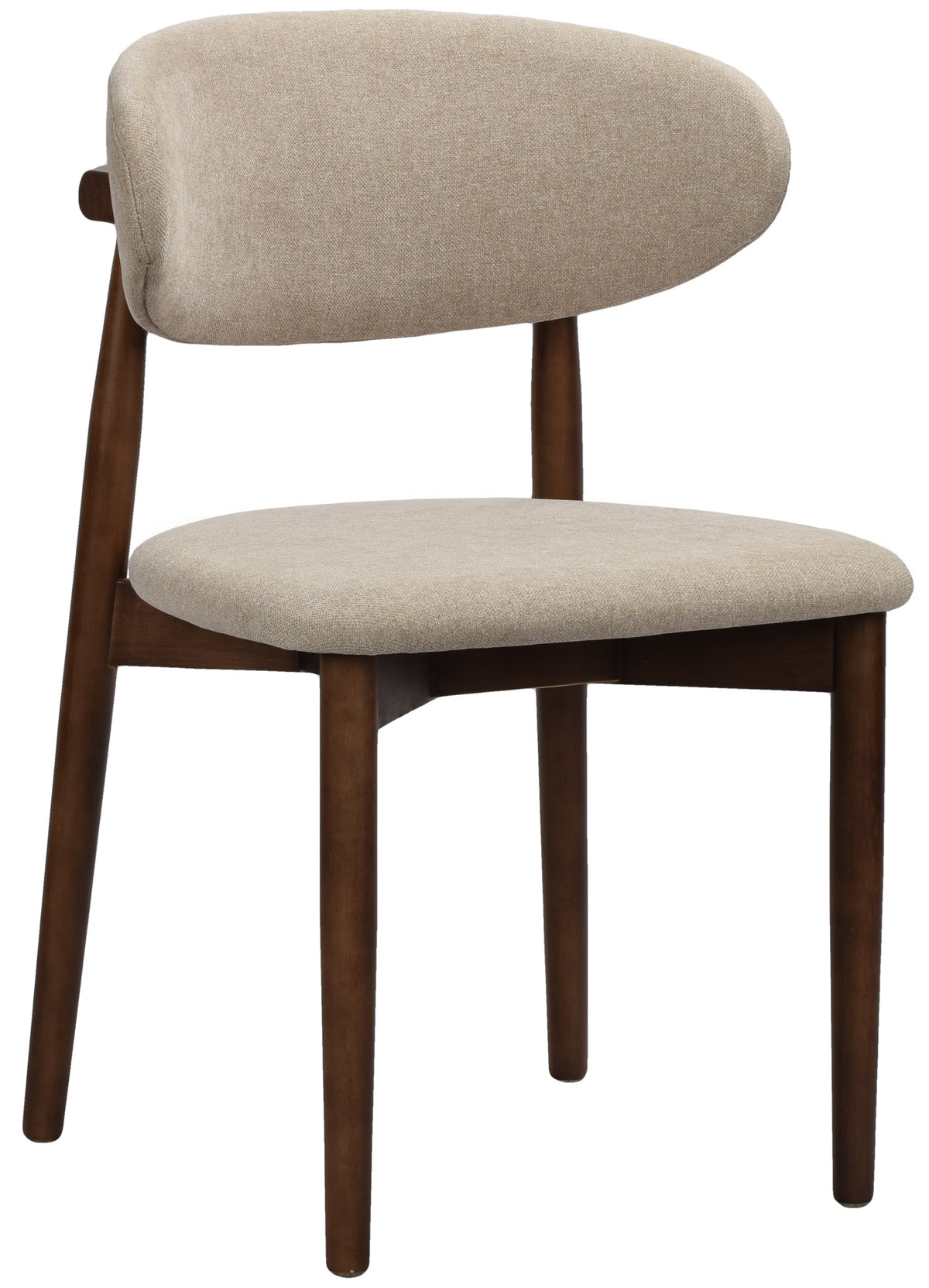 Chaise en bois pour salle à manger Convine en tissu facile à nettoyer, tissage beige/noyer