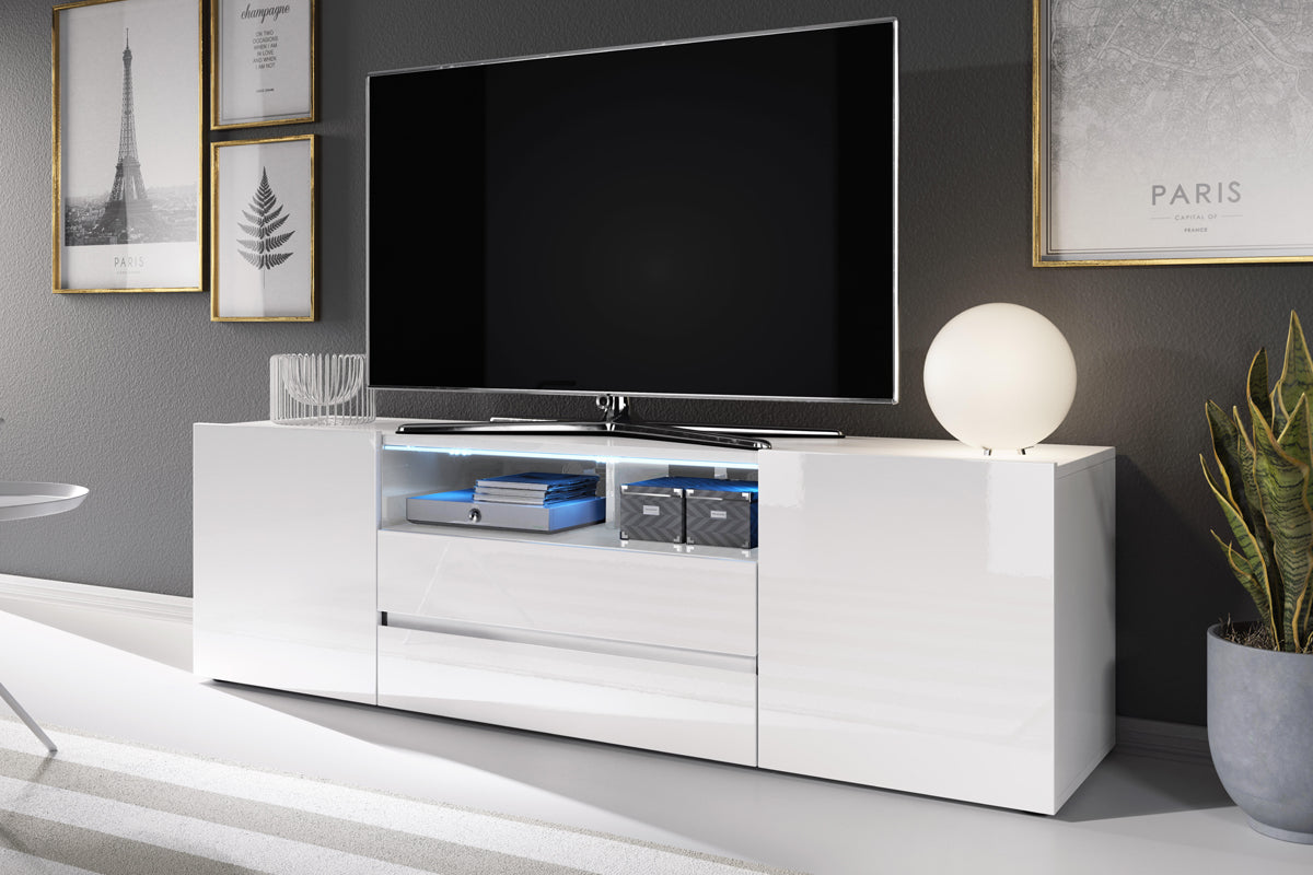 Meuble TV Bros Blanc mat / Blanc brillant