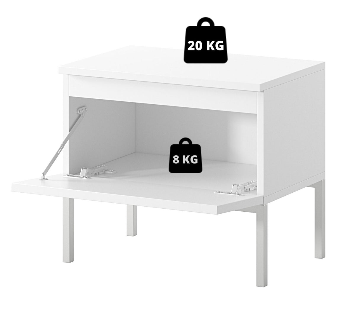 Table de chevet Bemmi noire avec pieds noirs