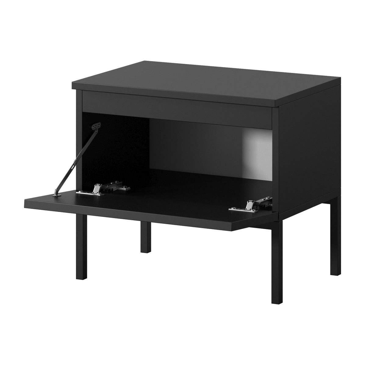 Table de chevet Bemmi noire avec pieds noirs
