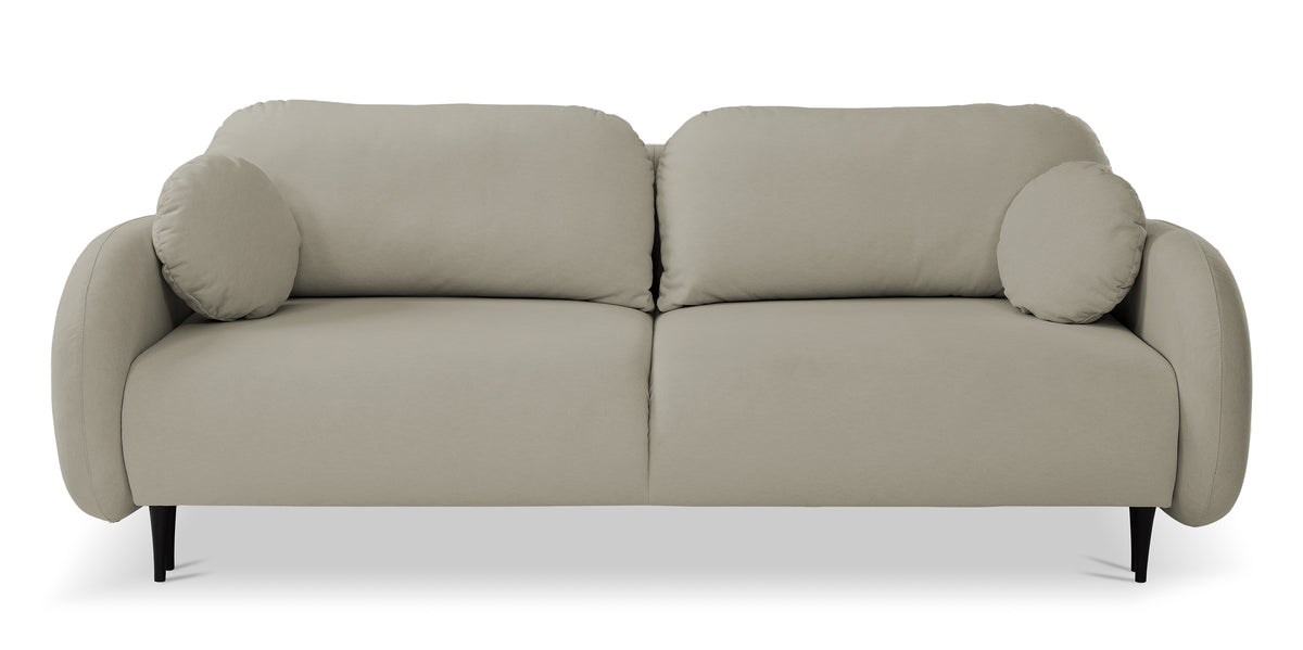 Ausziehbares Sofa Bafra mit Schlafunktion und Bettkasten, beige Samt
