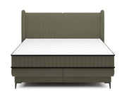 Lit continental 140x200 cm Daliano avec rangement velours olive