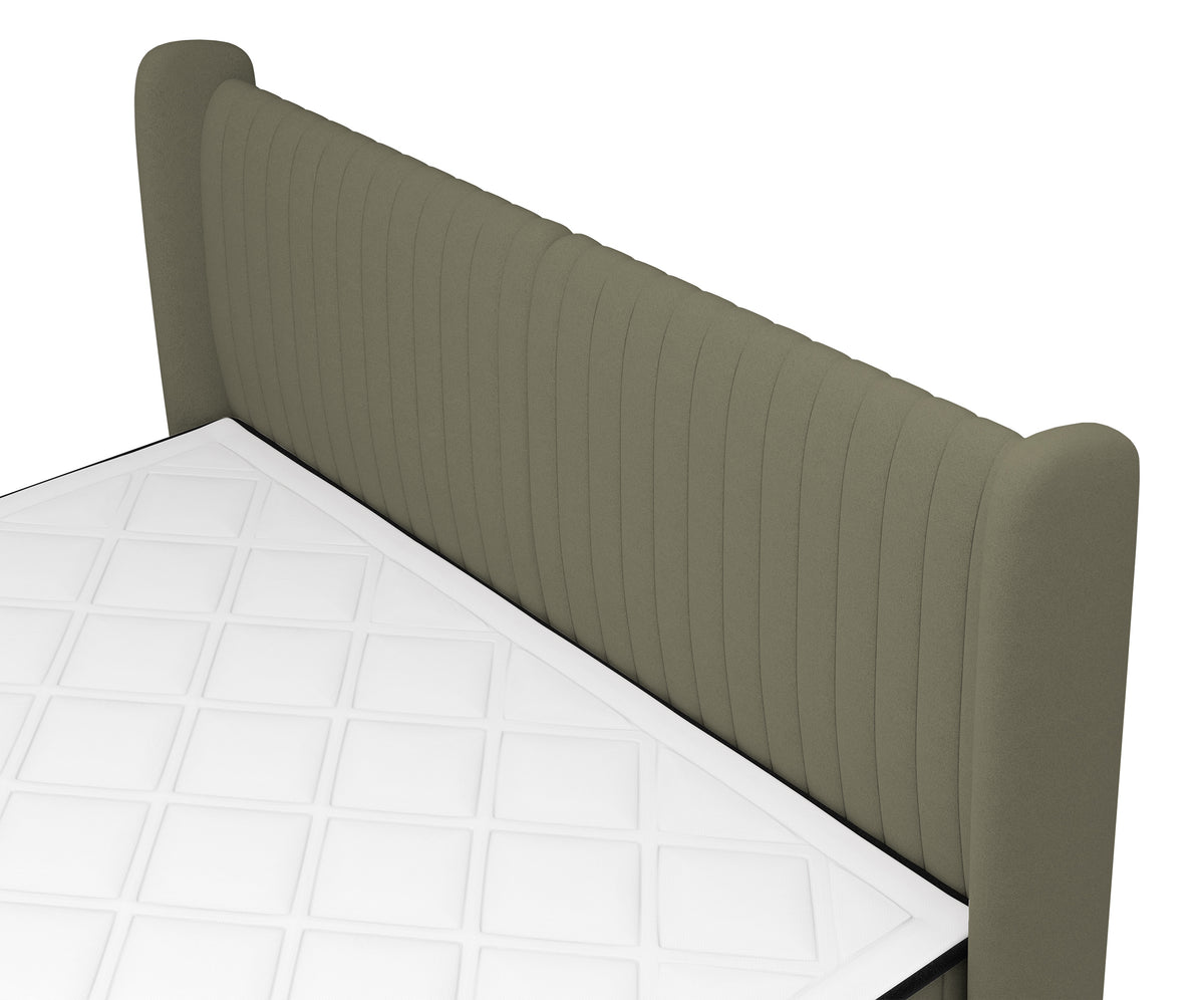 Lit continental 180x200 cm Daliano avec rangement velours olive