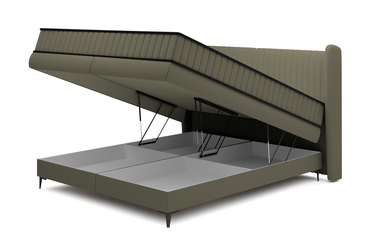 Lit continental 160x200 cm Daliano avec coffre velours olive