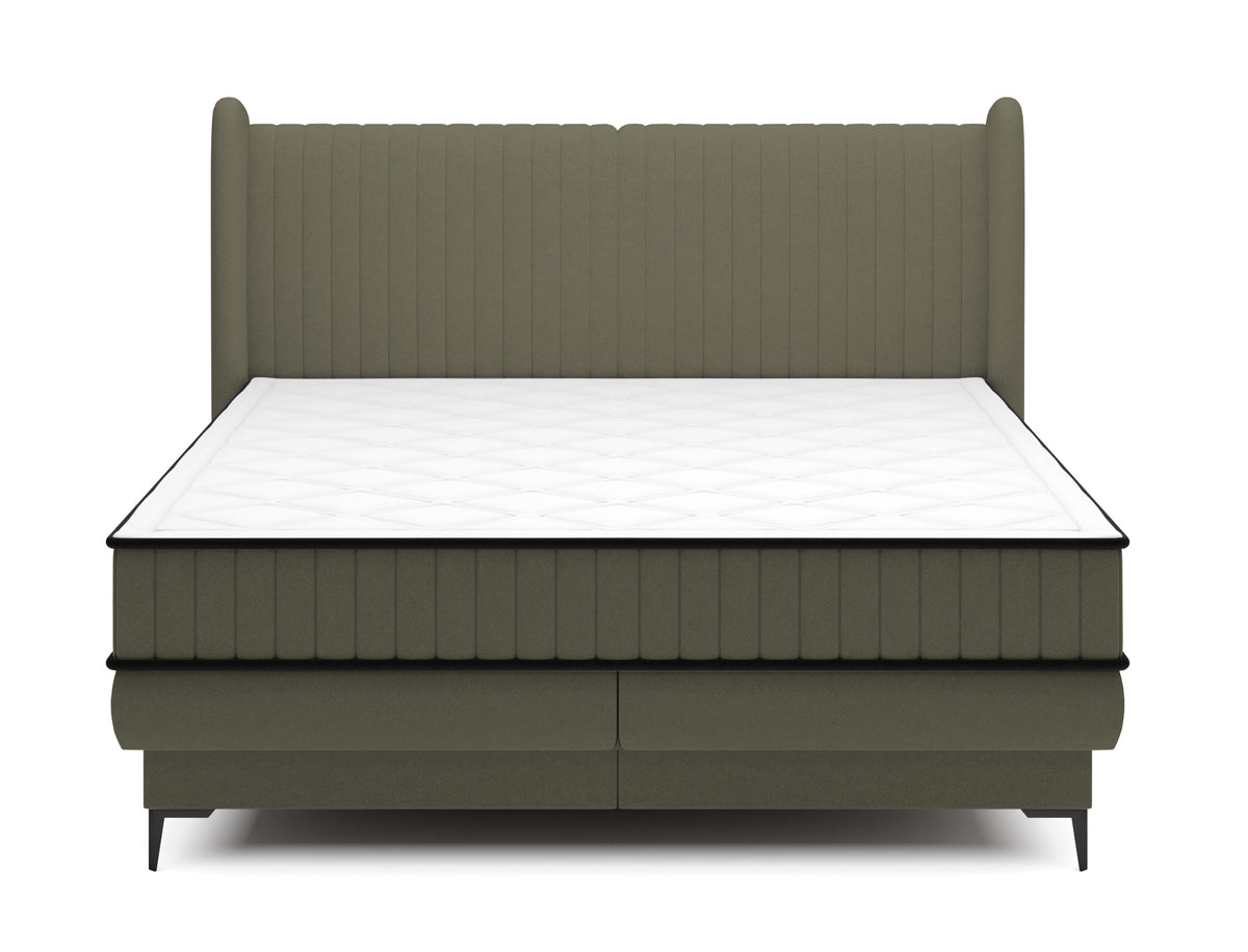 Lit continental 180x200 cm Daliano avec rangement velours olive