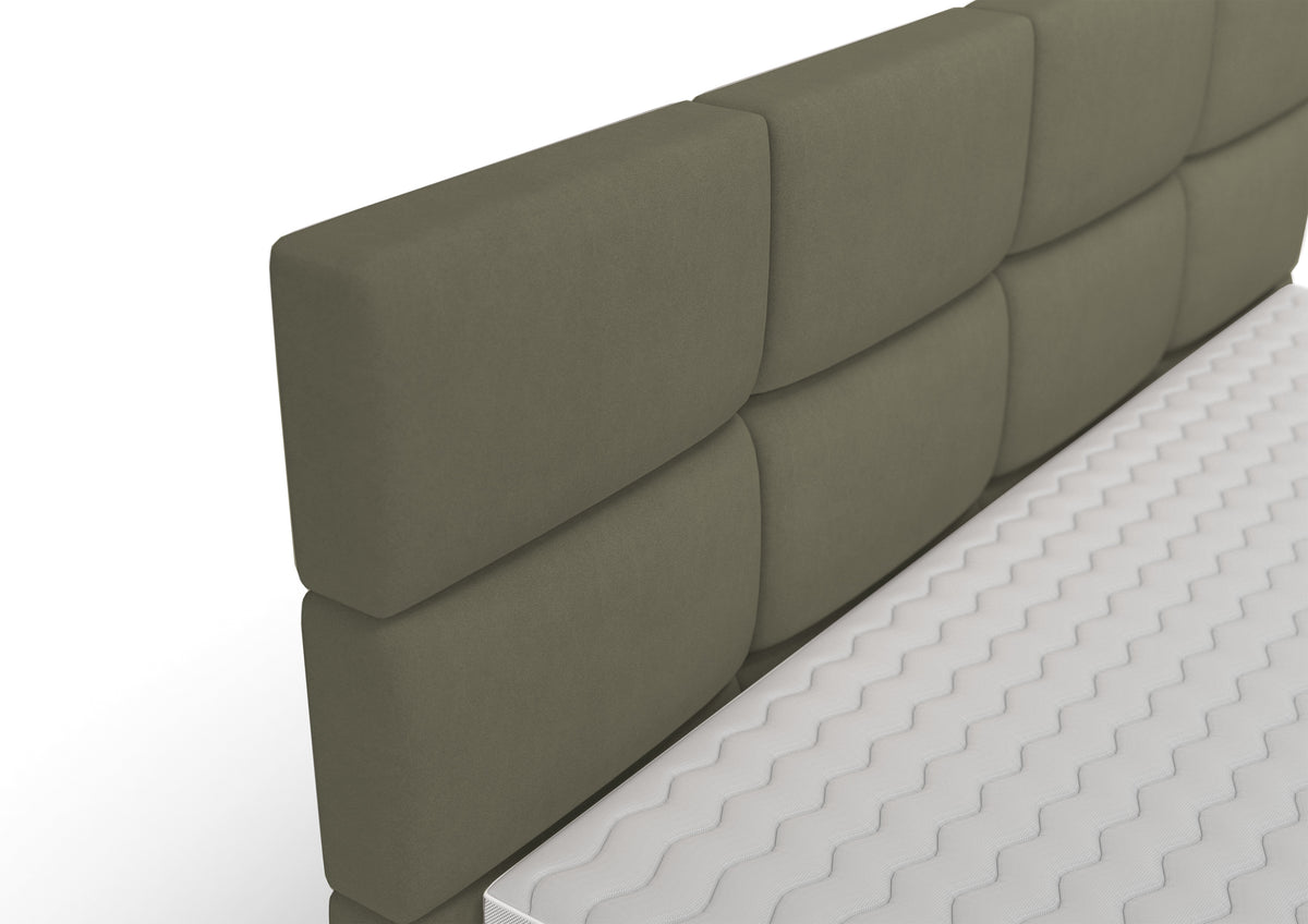 Lit continental 180x200 cm Rektango avec rangement et surmatelas velours olive