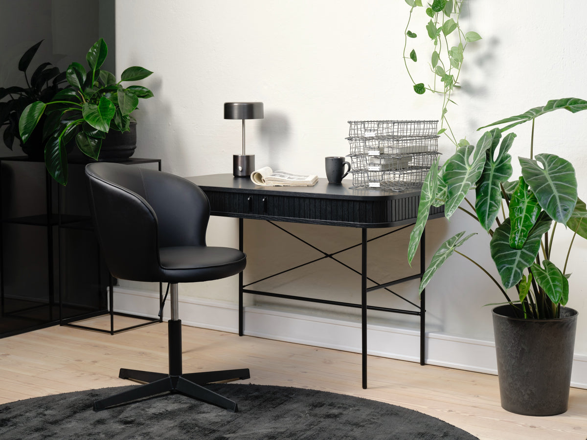 Schreibtisch Gativel 120x60 cm Lamellen Eiche Schwarz