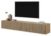 Meuble TV Telire 175 cm chêne Artisan lattes avec inserts noirs