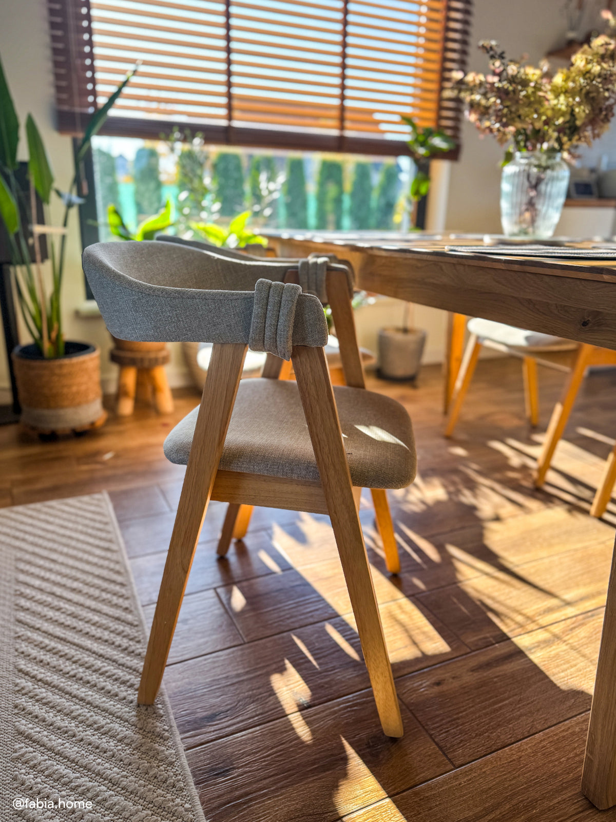 Chaise en bois pour salle à manger Inneles chêne naturel/beige