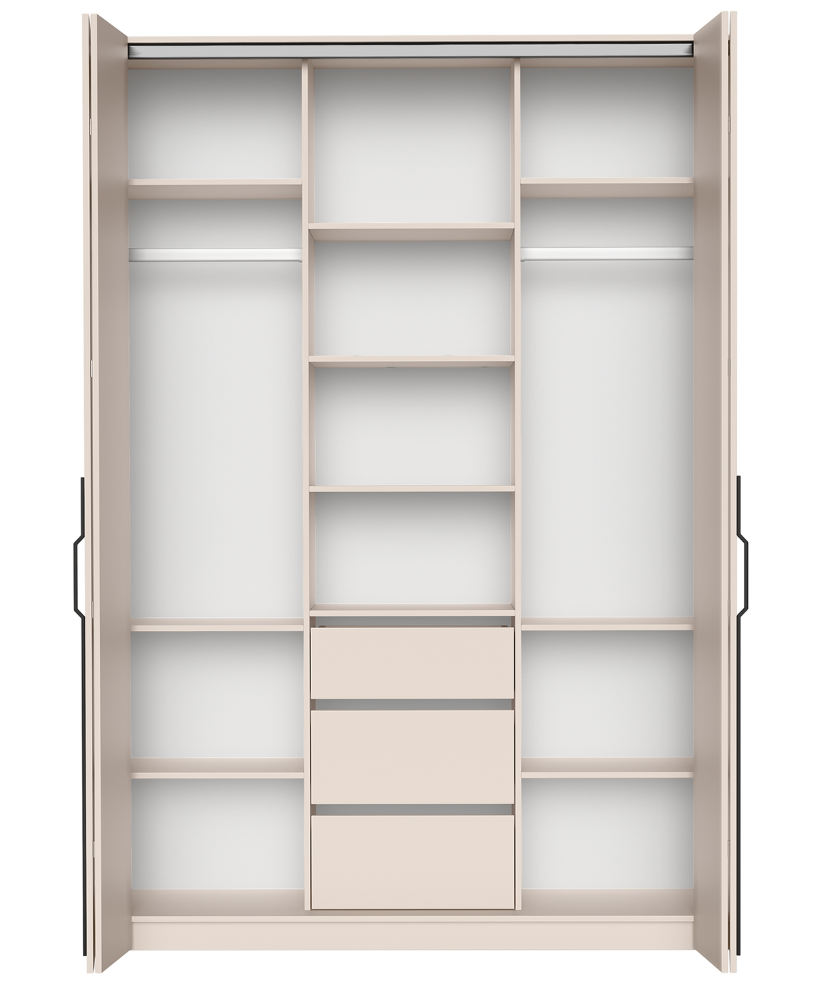Zweiflügeliger Schrank Bari mit drei Schubladen, 170 cm, Kaschmirfarben