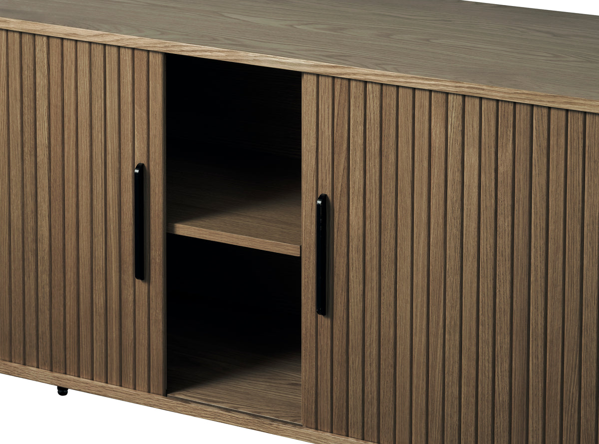 Commode Gativel 180x76 cm lamelles chêne brûlé