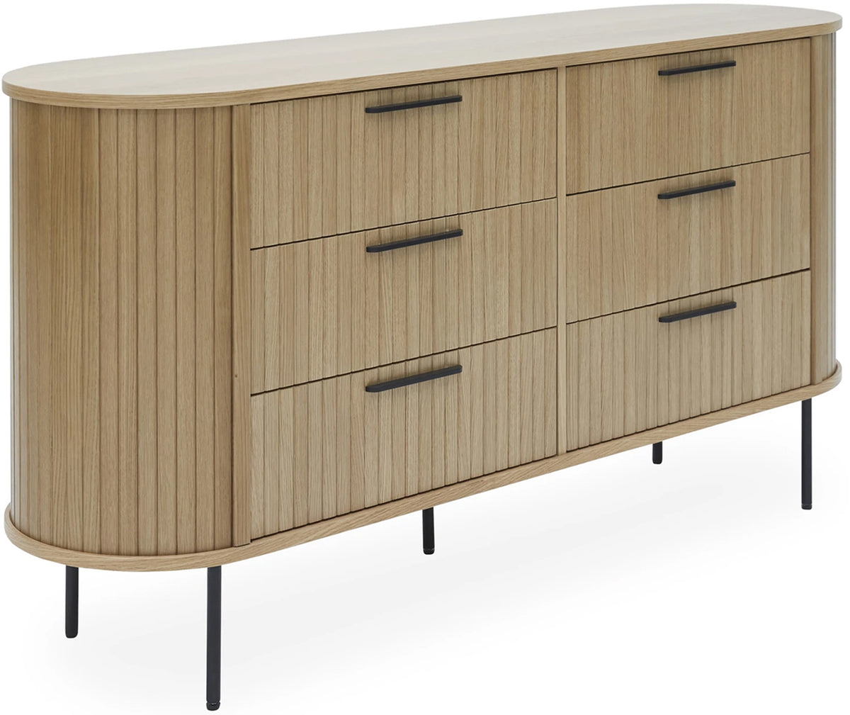 Commode Gativel à six tiroirs lamelles chêne naturel