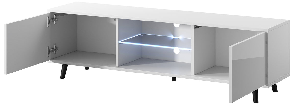 Meuble TV Lefyr 140 cm Blanc mat / Blanc brillant