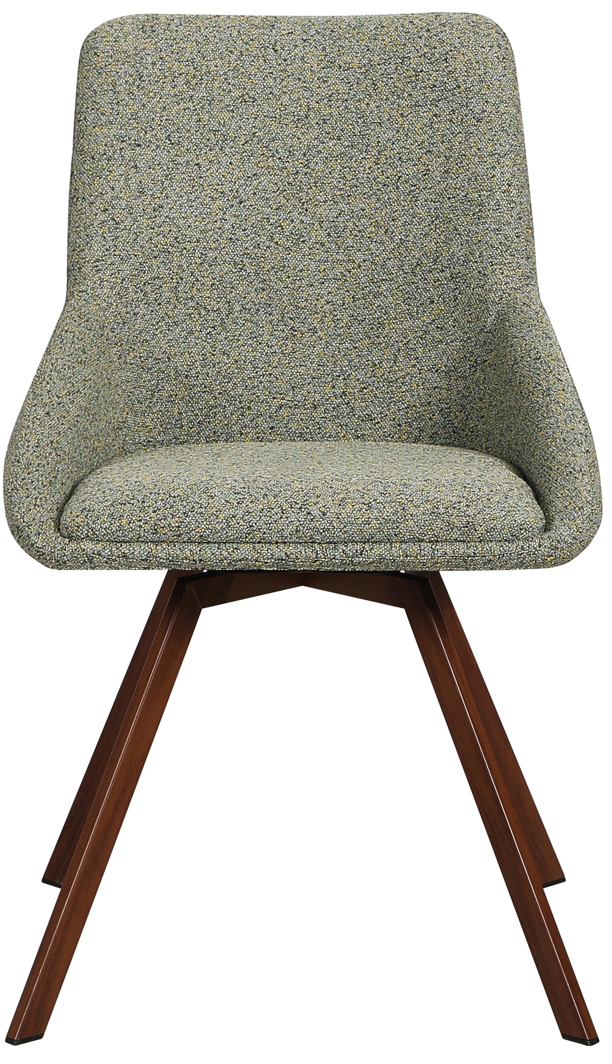 Chaise pivotante tapissée Yanii en boucle verte sur base noyer