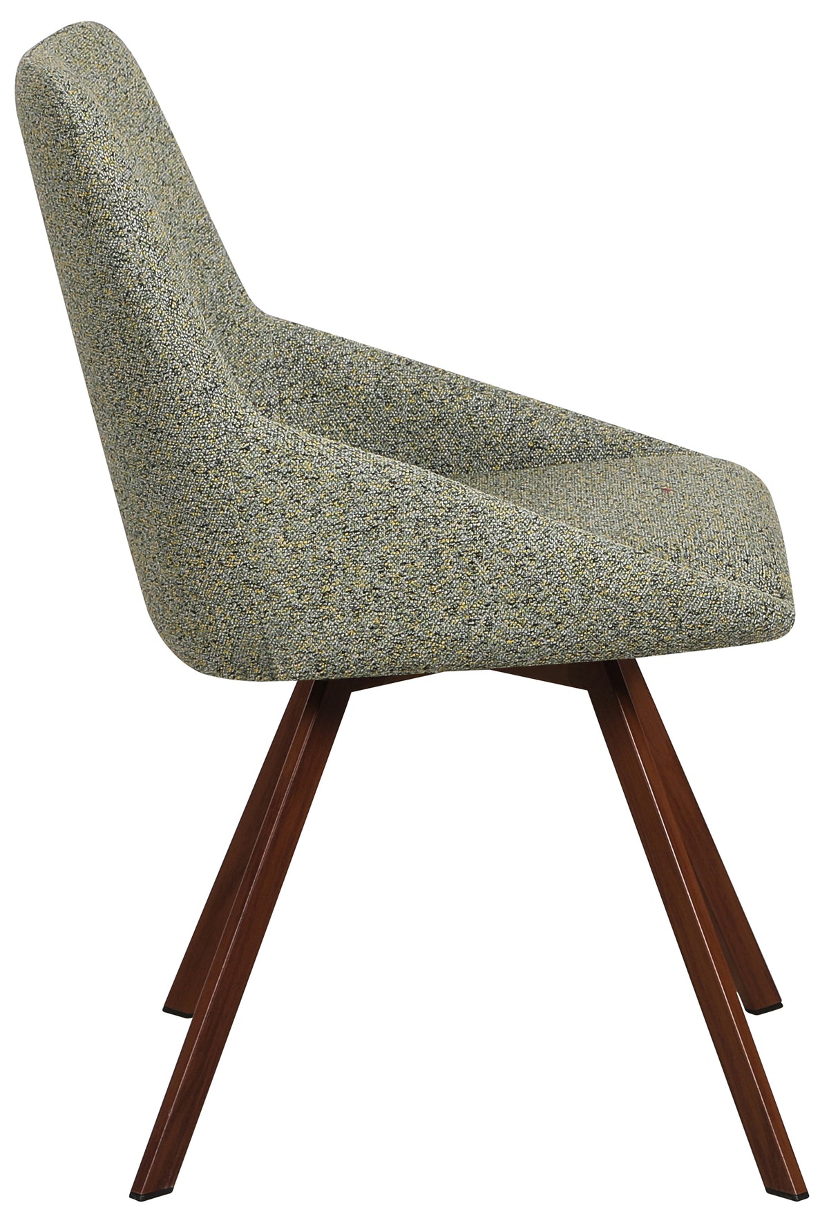 Chaise pivotante tapissée Yanii en boucle verte sur base noyer