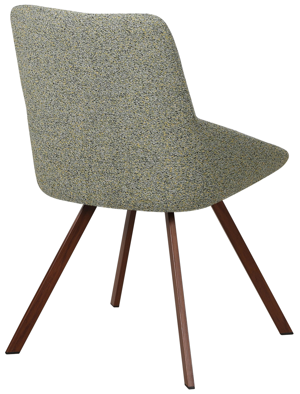 Chaise pivotante tapissée Yanii en boucle verte sur base noyer