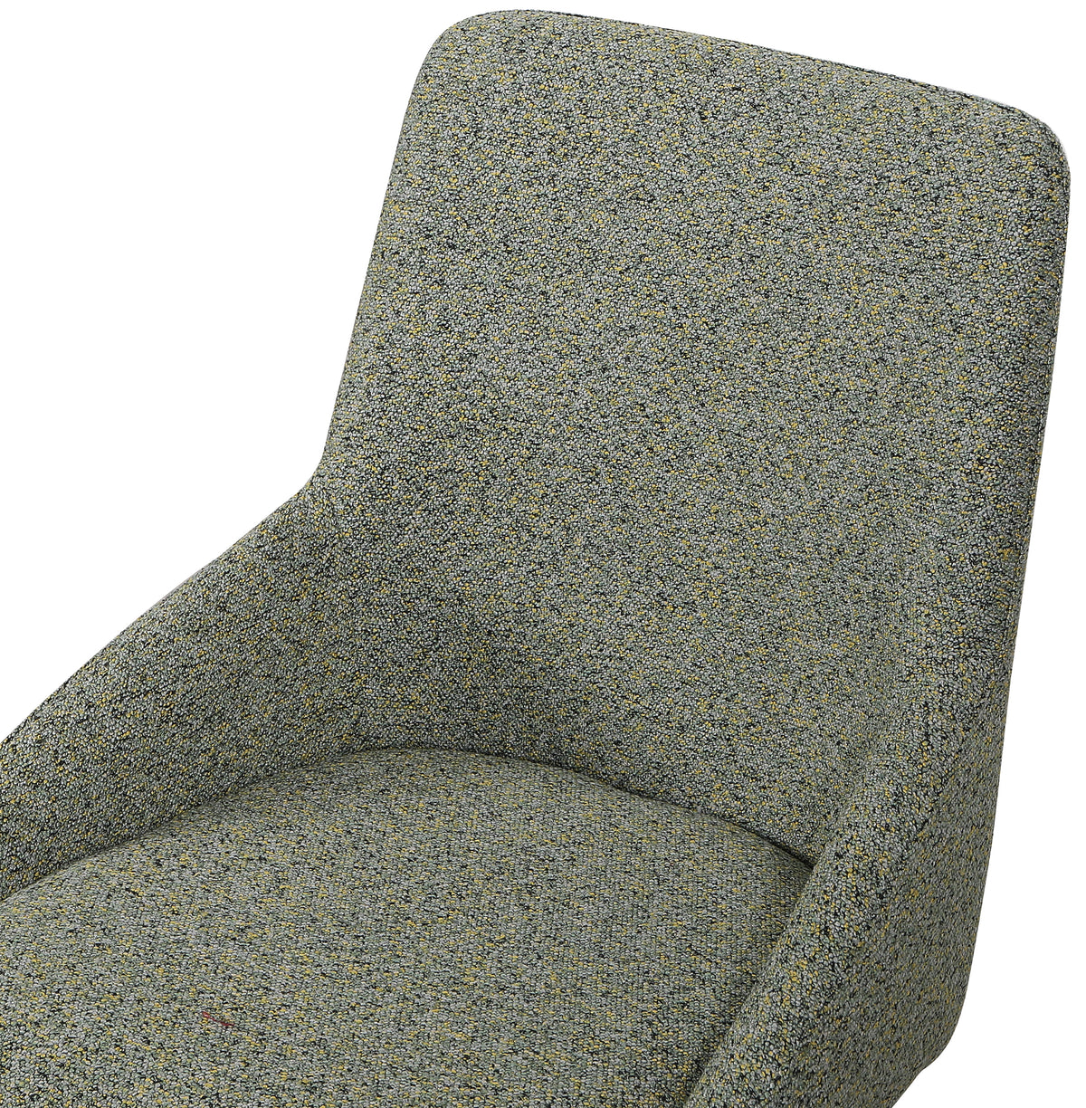 Chaise pivotante tapissée Yanii en boucle verte sur base noyer