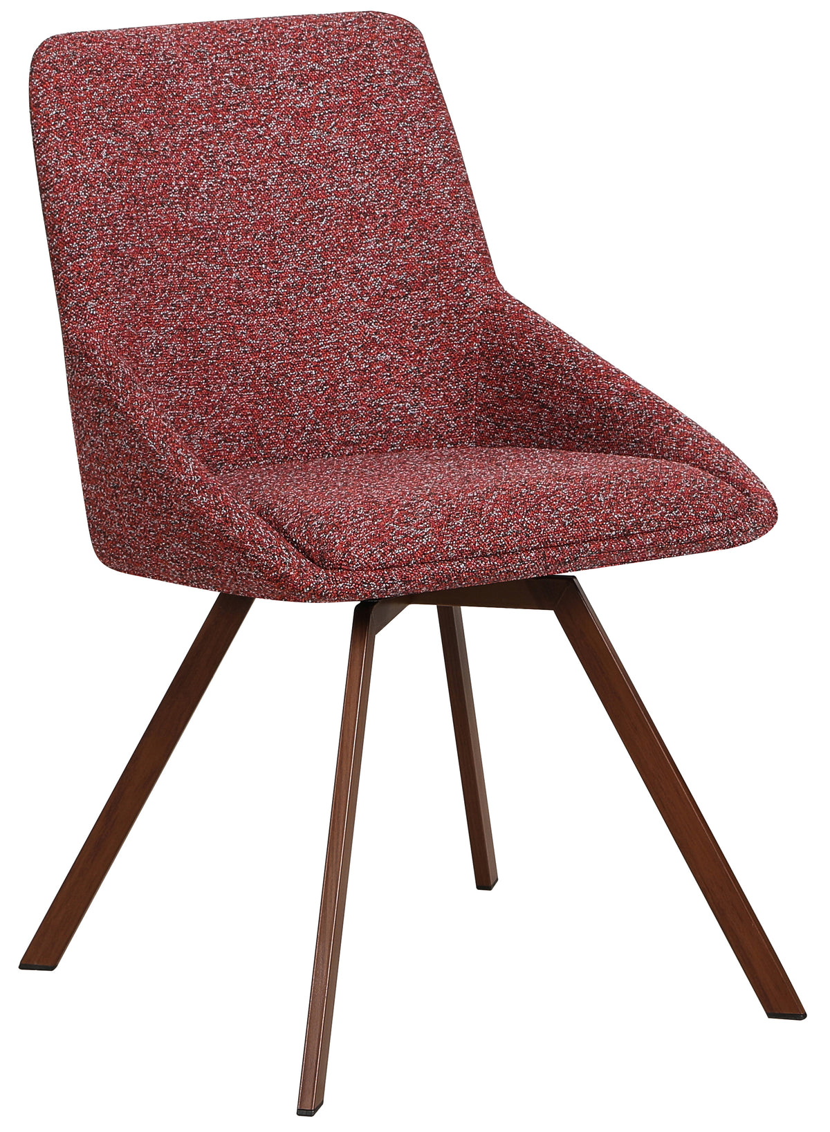 Chaise pivotante tapissée Yanii bordeaux en boucle sur base noyer