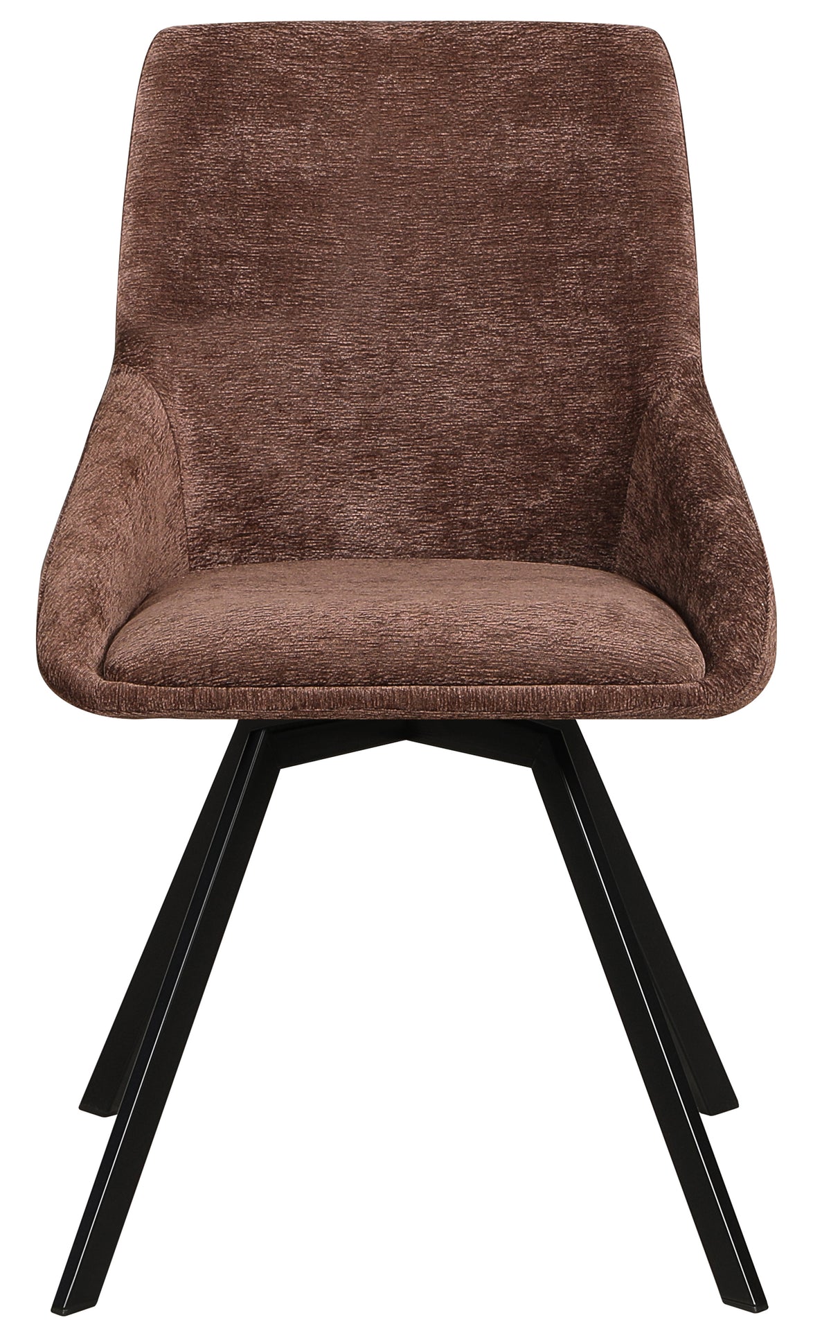 Chaise pivotante rembourrée Yanii en chenille marron sur base noire