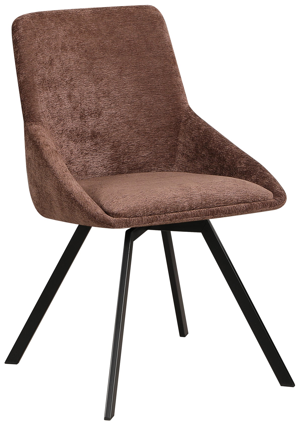 Chaise pivotante rembourrée Yanii en chenille marron sur base noire