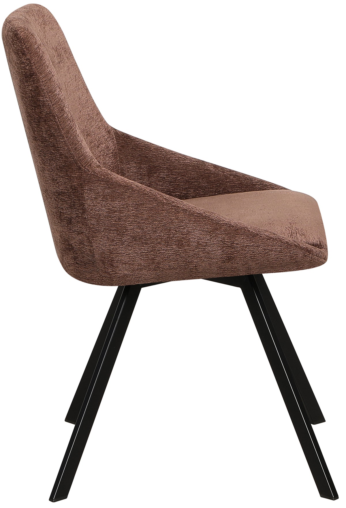 Chaise pivotante rembourrée Yanii en chenille marron sur base noire