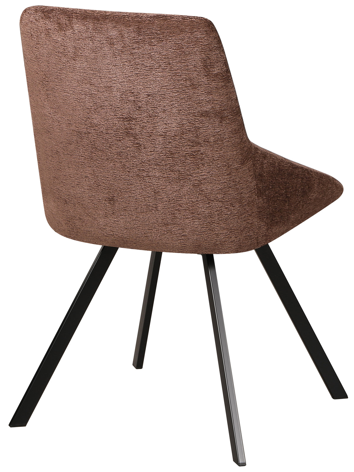Chaise pivotante rembourrée Yanii en chenille marron sur base noire