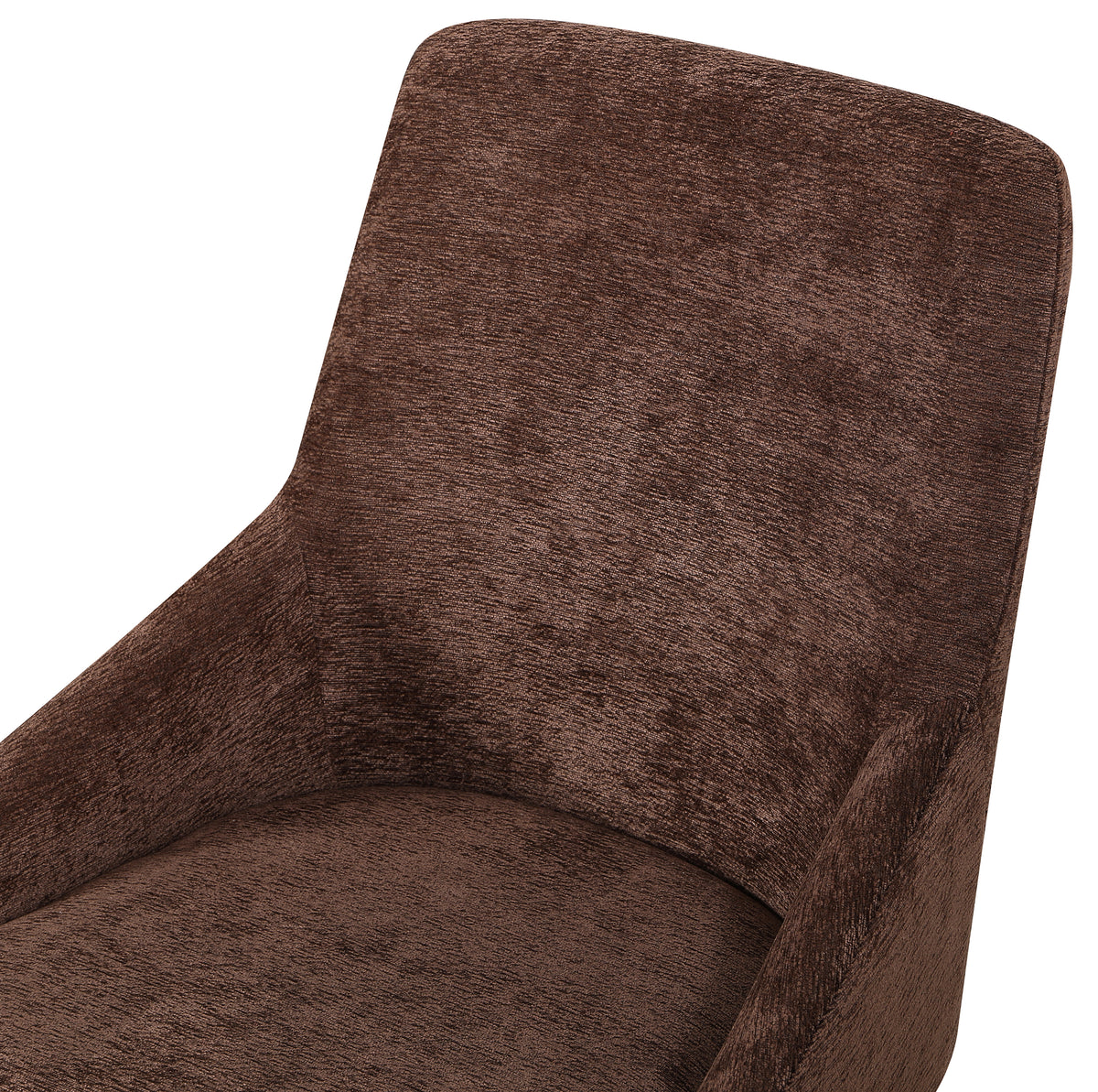 Chaise pivotante rembourrée Yanii en chenille marron sur base noire
