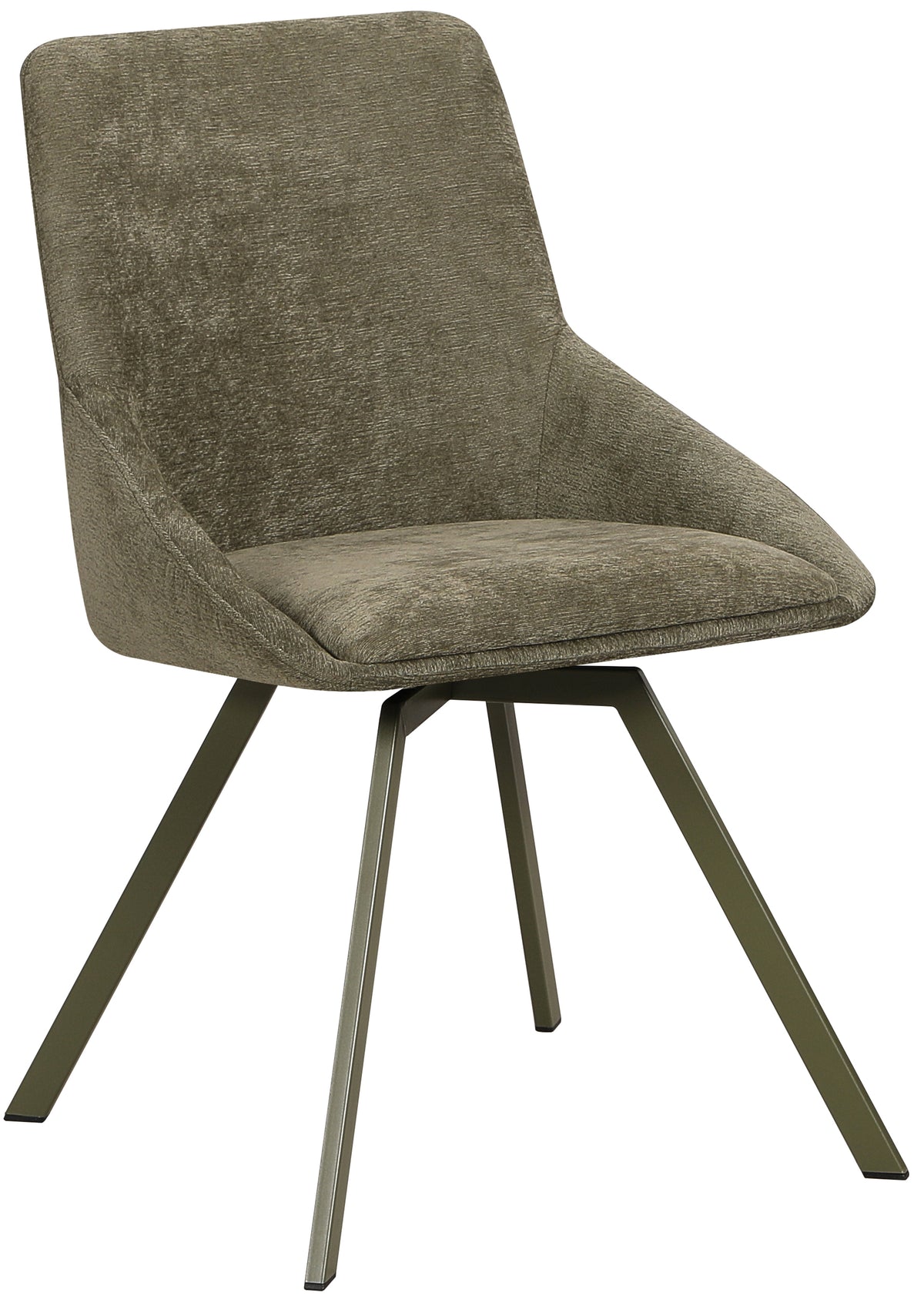 Chaise pivotante tapissée Yanii en chenille olive sur base olive