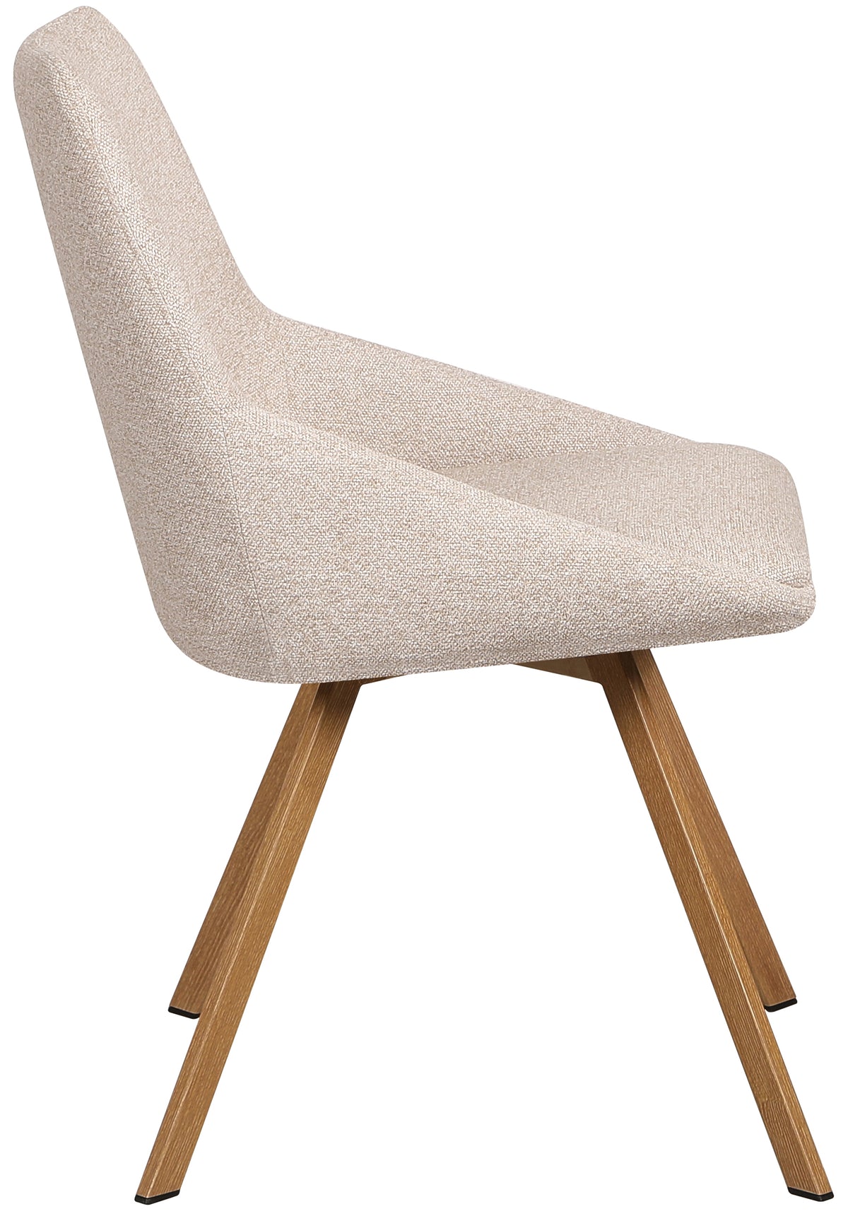 Drehbarer gepolsterter Stuhl Yanii in Beige Bouclé auf natürlicher Eichenbasis