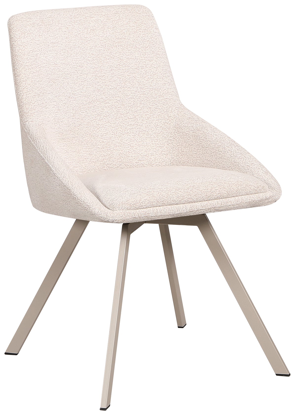 Chaise pivotante rembourrée Yanii en chenille beige clair sur base beige