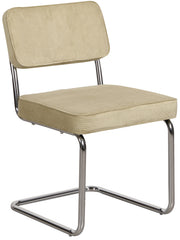 Chaise rembourrée Dessaus en velours côtelé vert clair sur base chromée