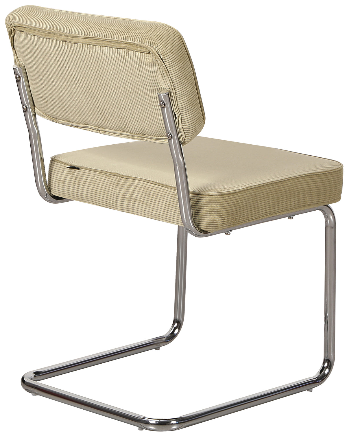 Chaise rembourrée Dessaus en velours côtelé vert clair sur base chromée