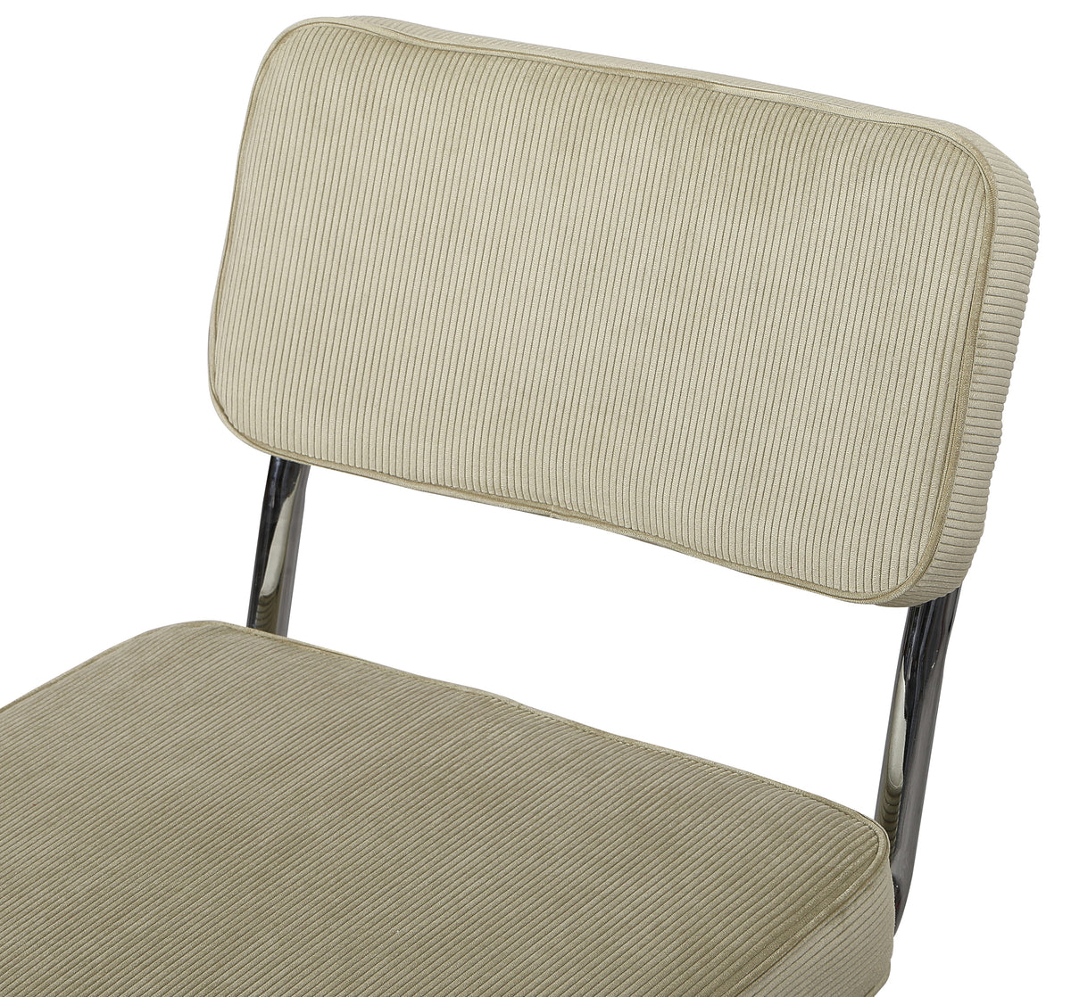 Chaise rembourrée Dessaus en velours côtelé vert clair sur base chromée