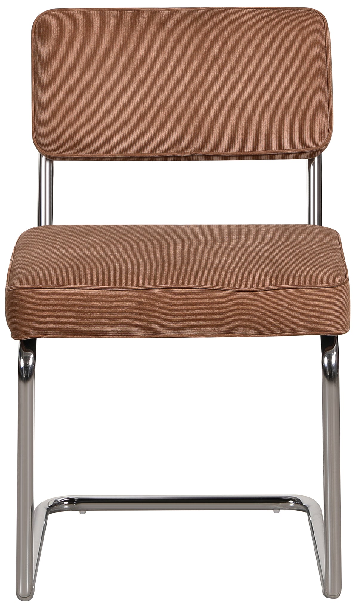 Chaise tapissée Dessaus en velours côtelé marron sur base chromée