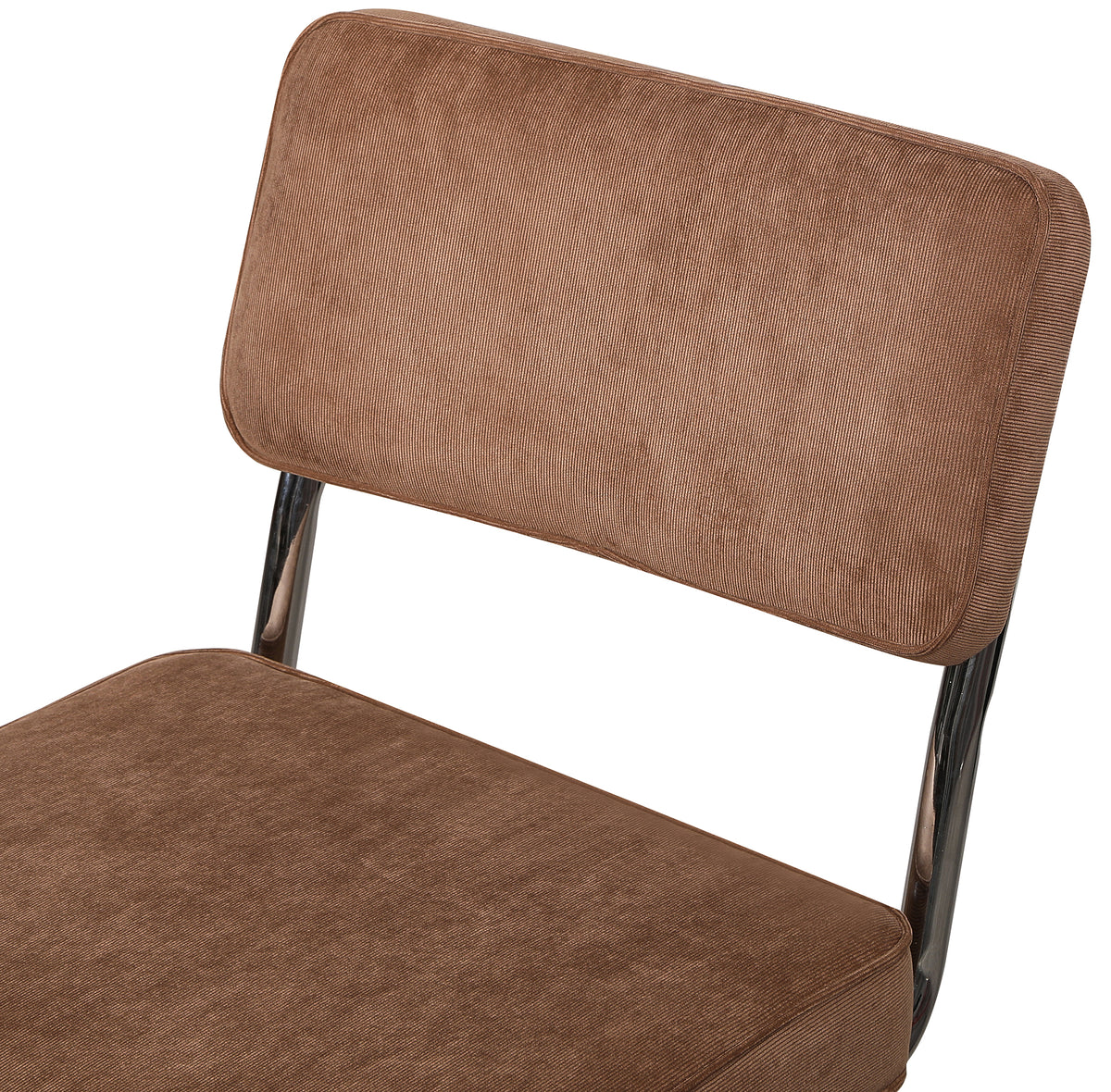 Chaise tapissée Dessaus en velours côtelé marron sur base chromée