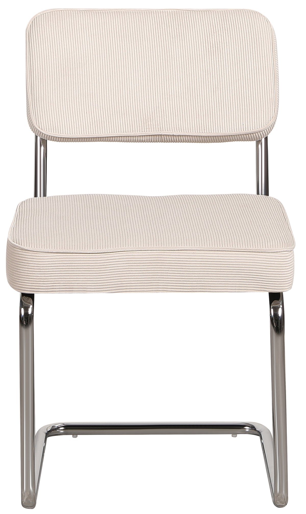 Chaise tapissée Dessaus en velours côtelé beige sur base chromée