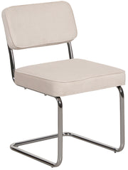 Chaise tapissée Dessaus en velours côtelé beige sur base chromée