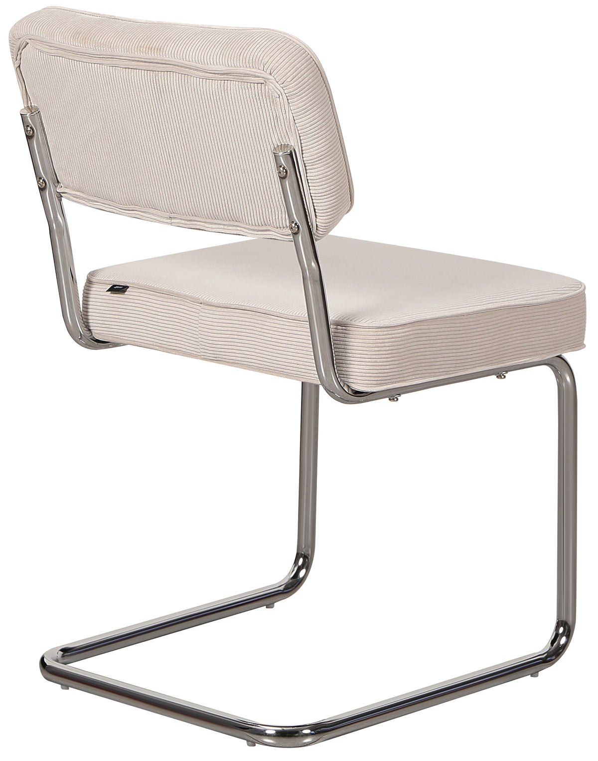 Chaise tapissée Dessaus en velours côtelé beige sur base chromée
