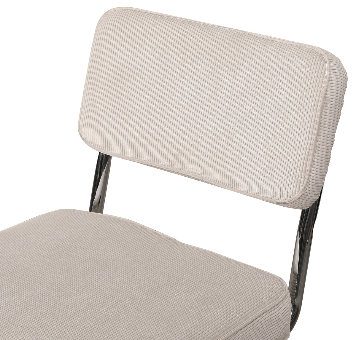 Chaise tapissée Dessaus en velours côtelé beige sur base chromée