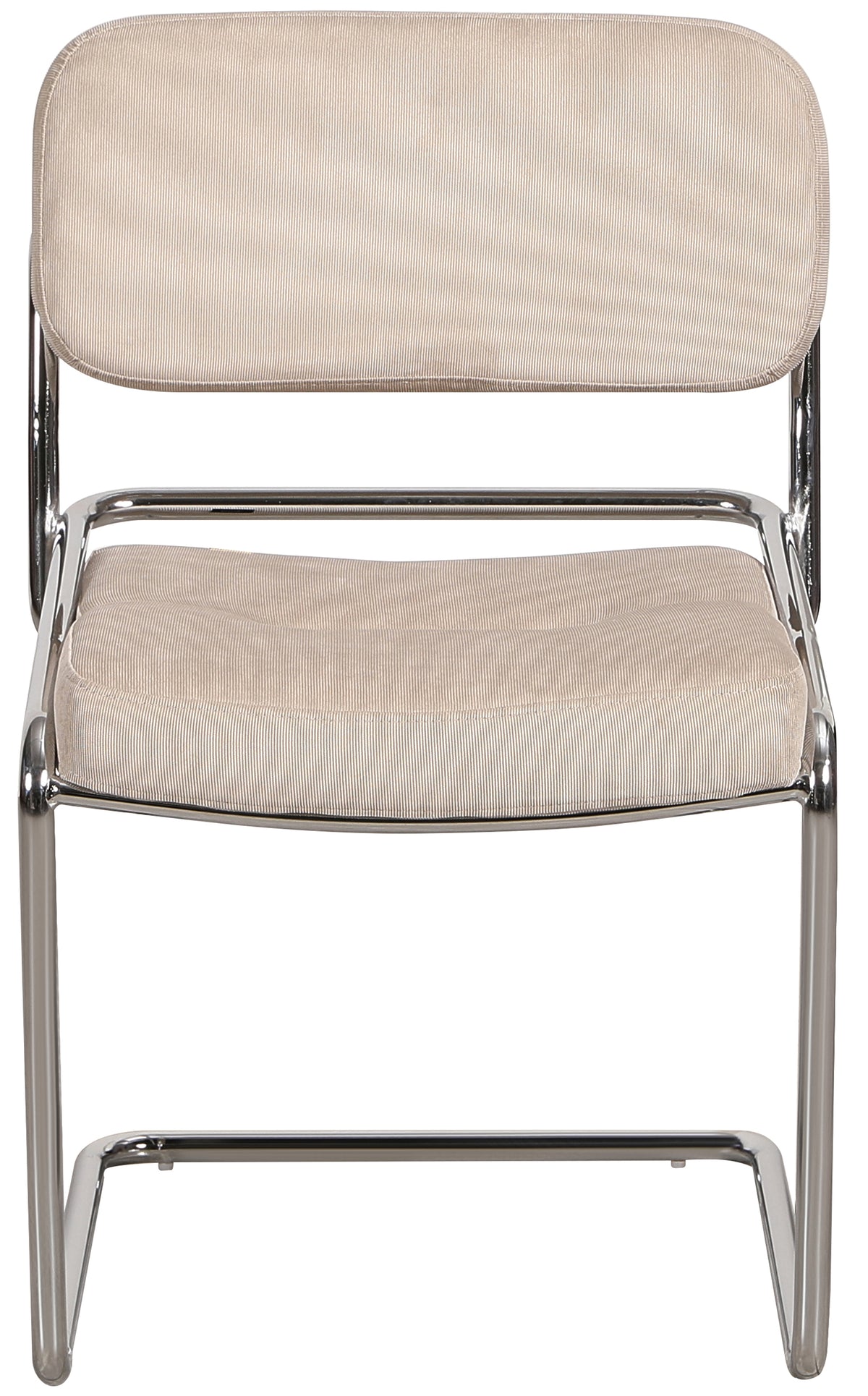 Chaise rembourrée Vamp en velours côtelé beige sur base chromée