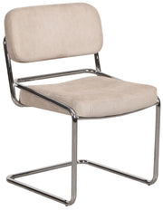 Chaise rembourrée Vamp en velours côtelé beige sur base chromée