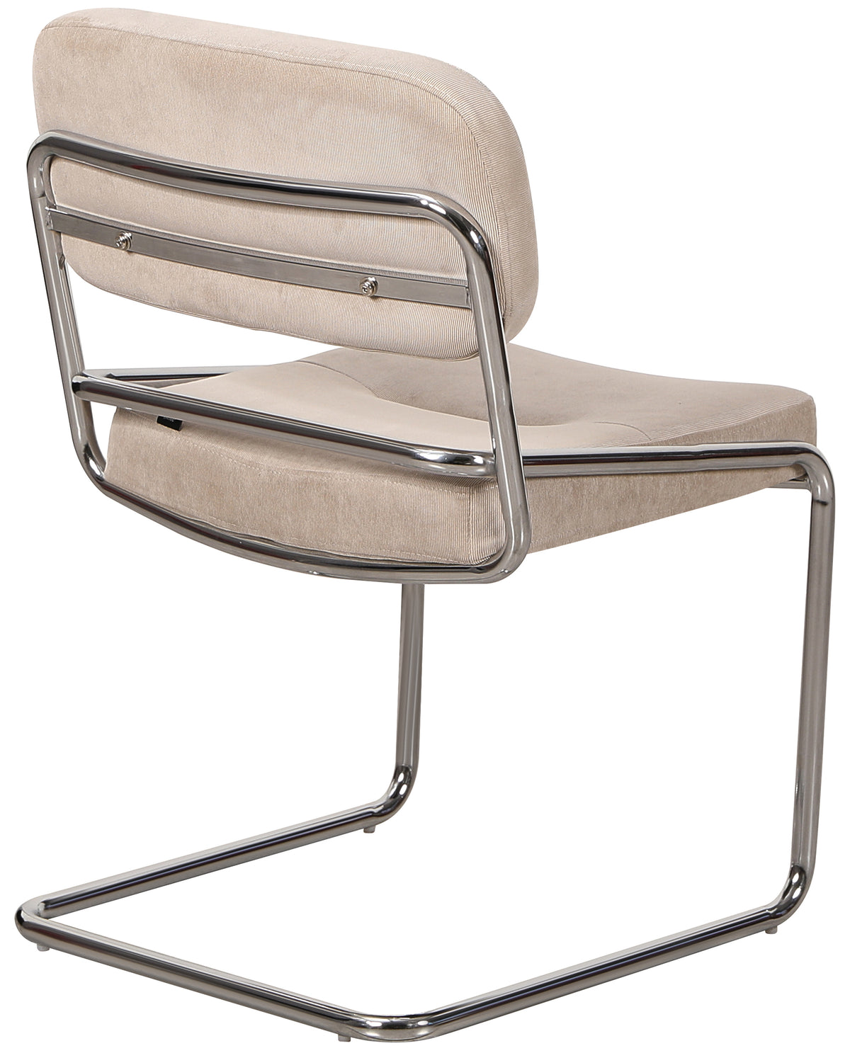 Chaise rembourrée Vamp en velours côtelé beige sur base chromée