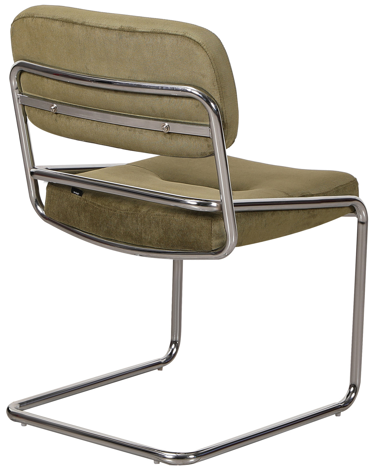 Chaise rembourrée Vamp en velours côtelé olive sur base chromée