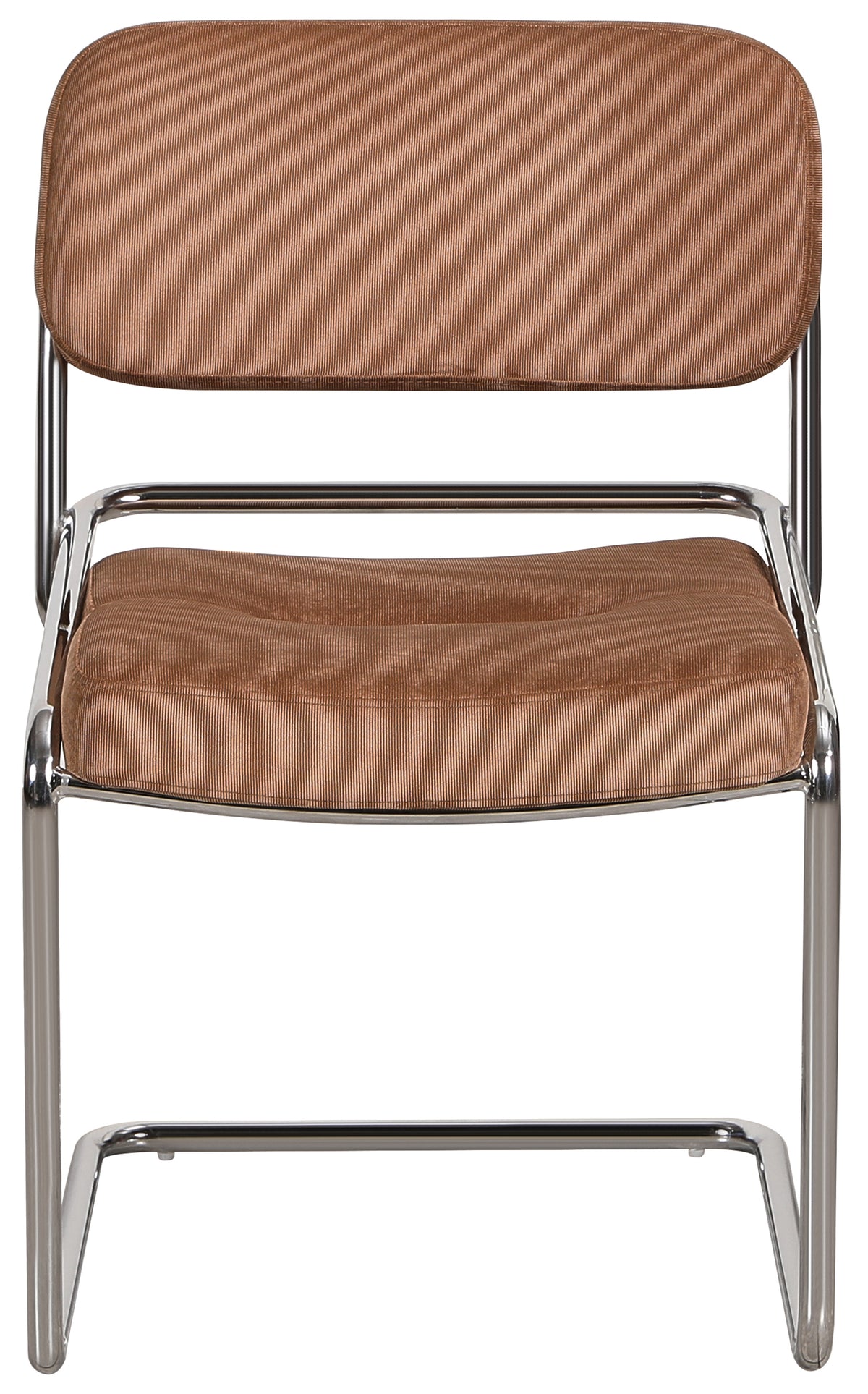 Chaise rembourrée Vamp en velours côtelé marron sur base chromée
