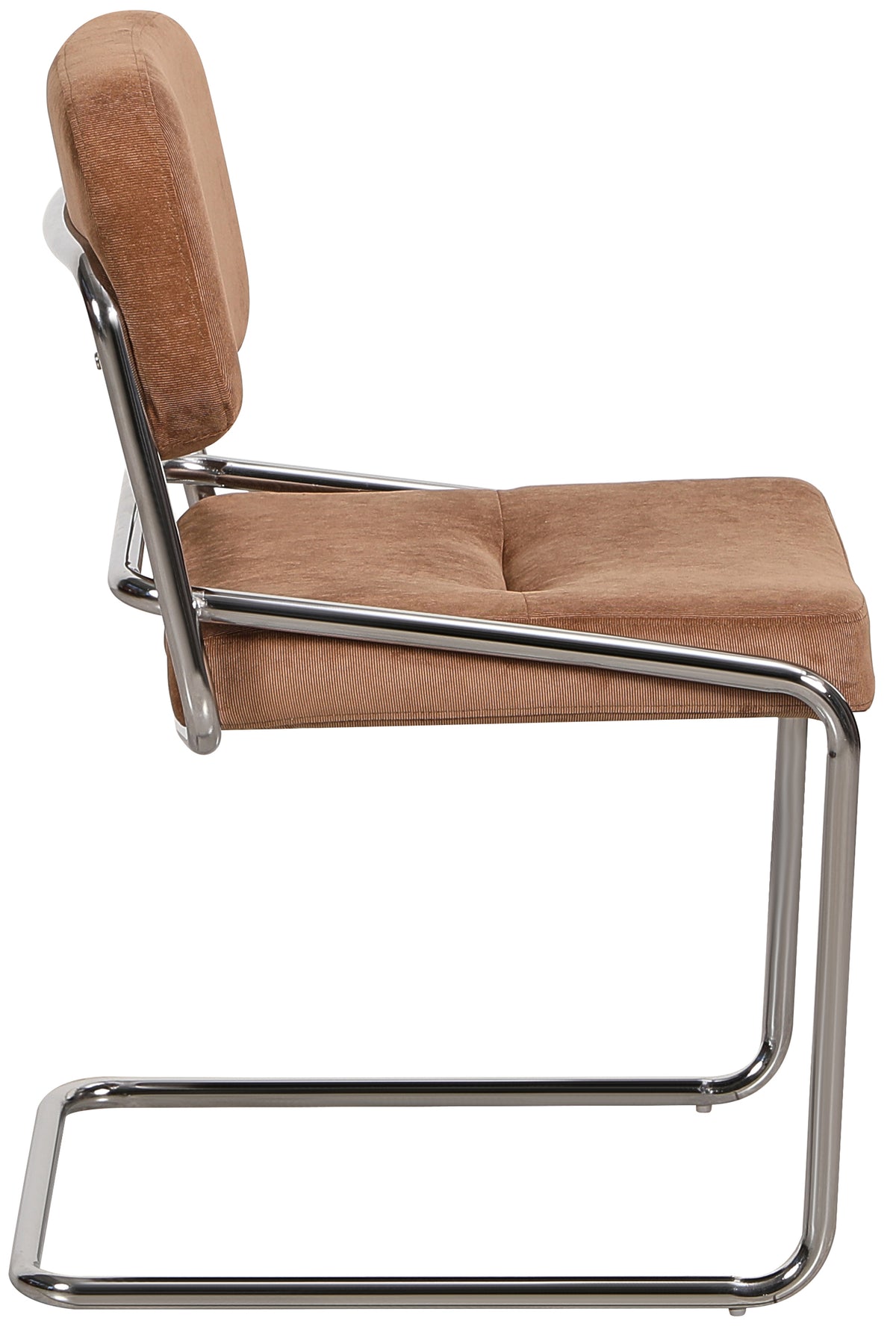 Chaise rembourrée Vamp en velours côtelé marron sur base chromée