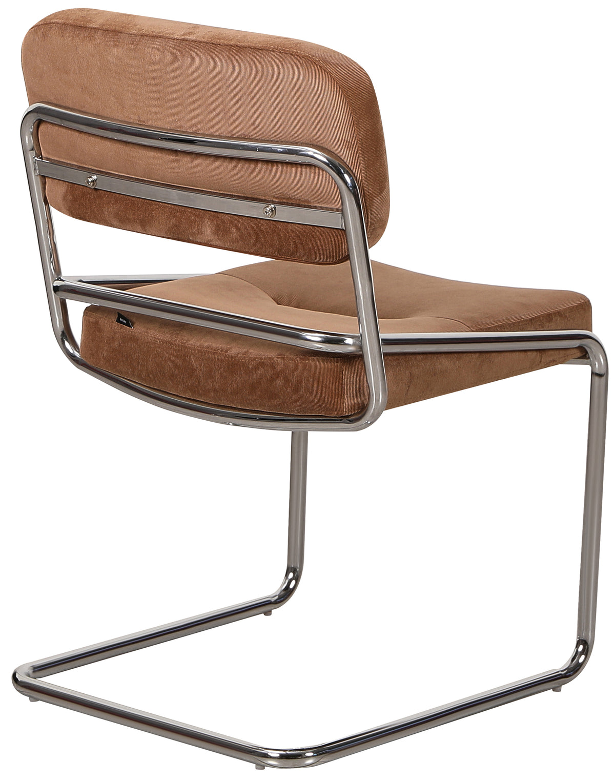 Chaise rembourrée Vamp en velours côtelé marron sur base chromée