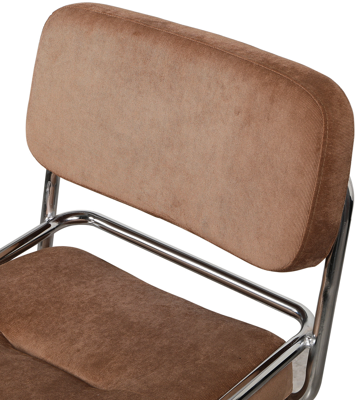 Chaise rembourrée Vamp en velours côtelé marron sur base chromée