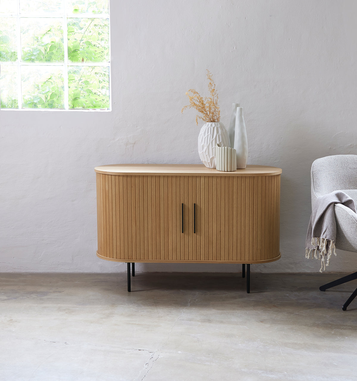 Commode Gativel 120 cm lamelles chêne naturel