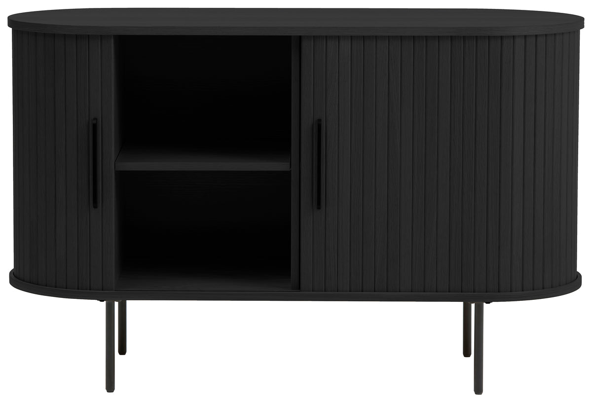 Commode Gativel 120 cm lamelles chêne noir