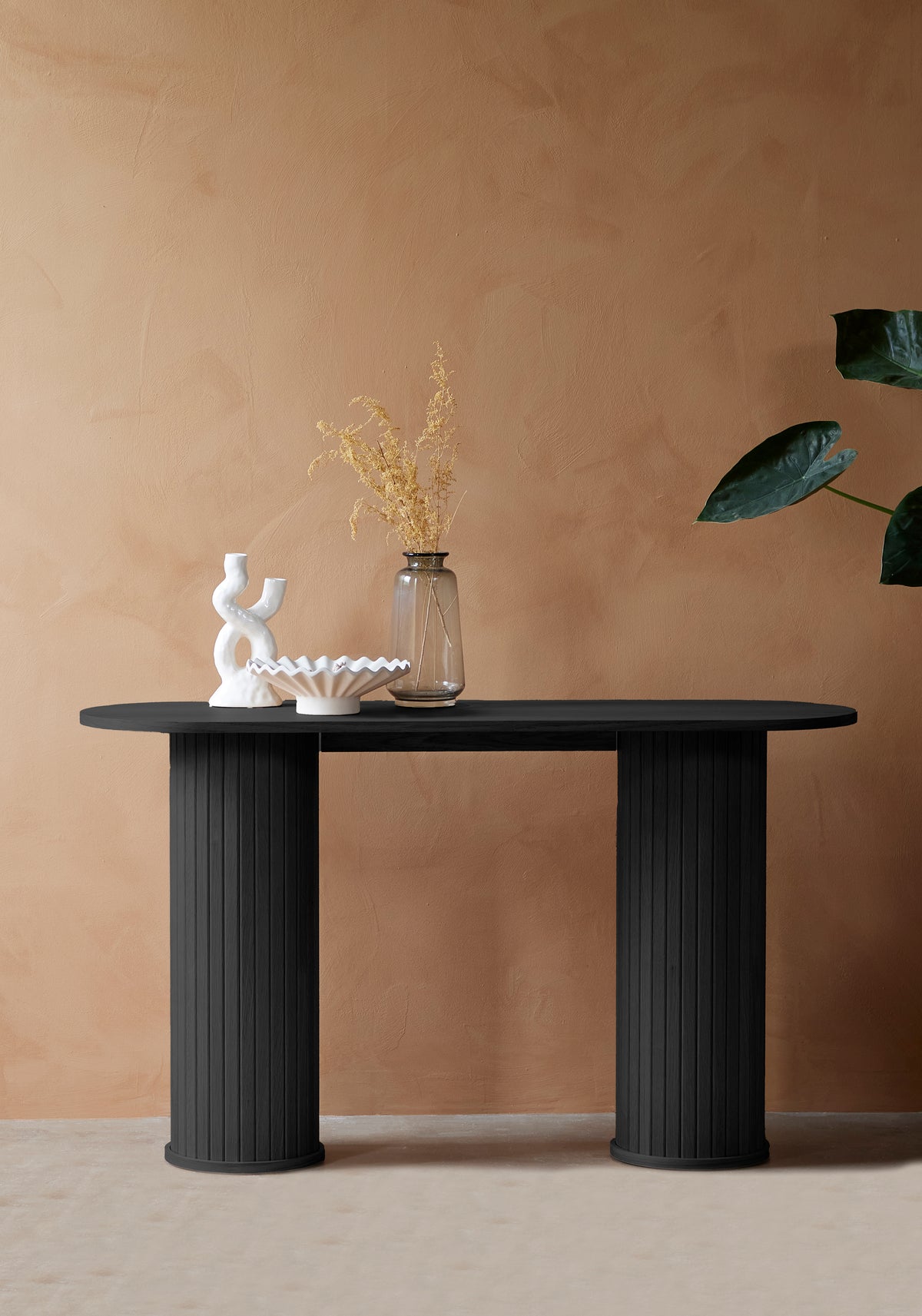 Gativel Konsole 130 cm Lamellen Eiche Schwarz